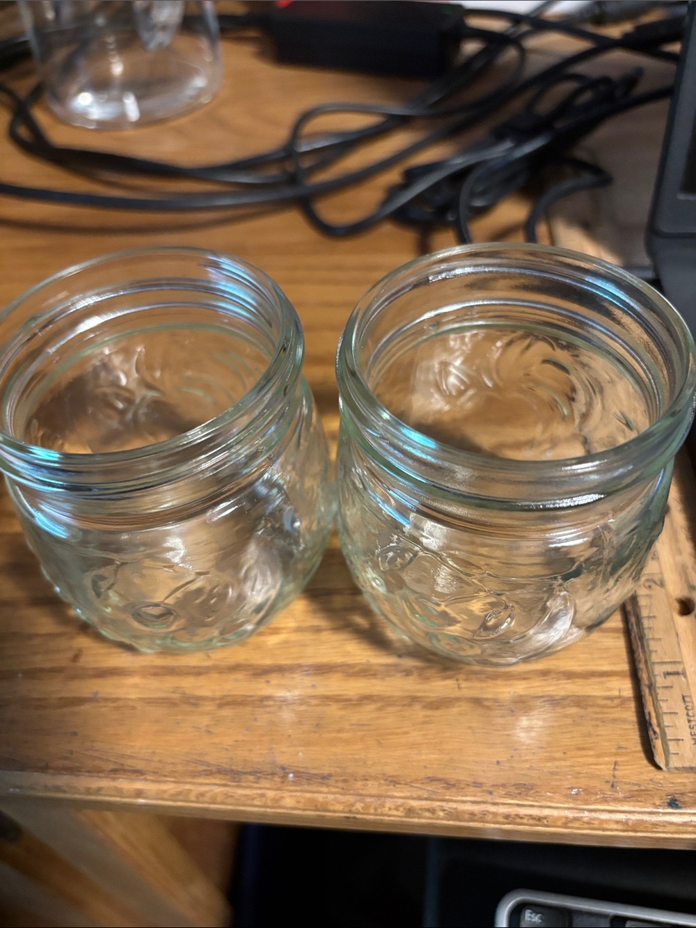 Set of Two Small Clear Glass Canning Jars